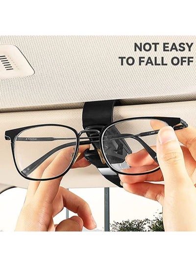 2 Pieces Sunglasses Holder Clip Hanger Eyeglasses Mount, Double-Ends Clip and 180 Degree Rotational Car Glasses Holder with Ticket Card Clip