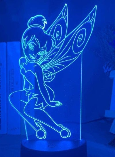 3D Illusion Lamp LED Multicolor Night Light of Fairy Bell Fairy Figure for Girls the Bedroom Decor Colorful Gift Princess Tinkerbell for Children's Room Decoration