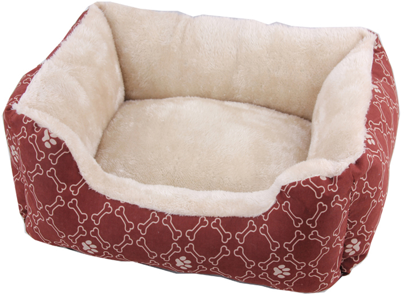 Pawise Square Dog Bed-wine red 19"