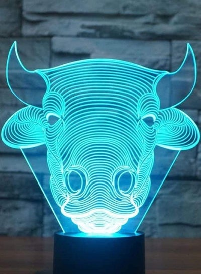 Multicolour 3D Novelty 3D Bull Cow 3D Night Light Table Desk Lamps Optical Illusion  16 Color Changing Lights with Remote