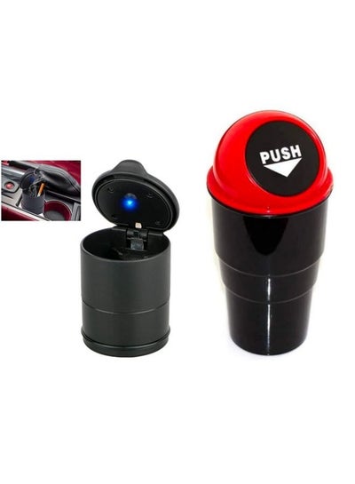 Auto Travel Ash Holder with Blue LED Indicator and Mini Trash Bin for Car