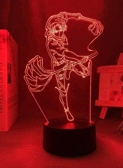 3D Night Light Japanese Anime Illusion LED Decor Lamps Anime 3D Lamp Attack on Titan Levi Ackerman for Bedroom Decoration Light Kids Gift Attack on Titan LED Night Light Levi