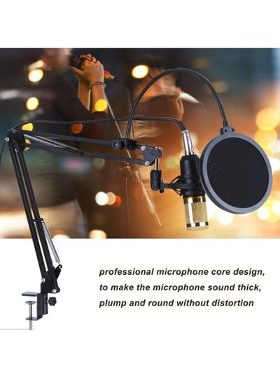 Suspension Microphone,Live Sound Card & BM800 Suspension Microphone Kit Broadcasting Recording Condenser Microphone Set Intelligent Volume Audio Mixer Sound Card for Computer PC Live Sound