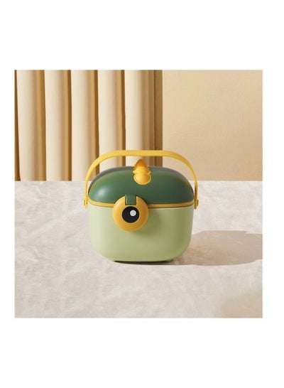 Baby Formula Dispenser with Scoop Baby Formula Container Portable Milk Powder Storage Box Cute Snack Fruit Food Holder for Travel in Dino Theme Green