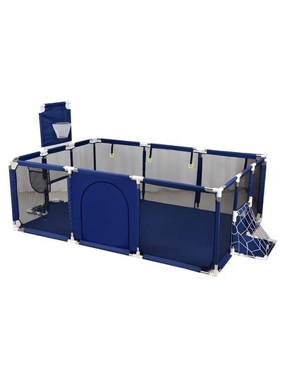 Large Toddler Stainless Steel Pipe Foldable, Safe Baby Playpen for Twin Blue