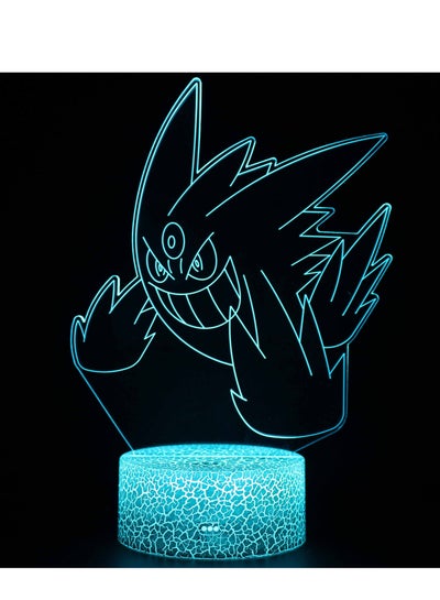 3D Illusion Go Pokemon Night Light 16 Color Change Decor Lamp Desk Table Night Light Lamp for Kids Children 16 Color Changing with Remote Gengar