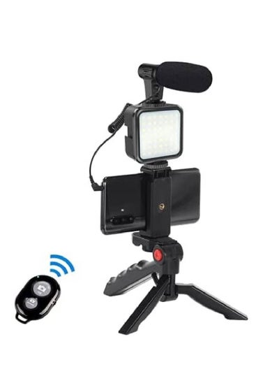 Smartphone Vlogging Kit, Phone Vlog Kit for Starters, Kids Videos, Recording YouTube Videos Tiktoks, with Light, Microphone, Tripod with Hand Held Option, Phone Clip, Remote Bluetooth