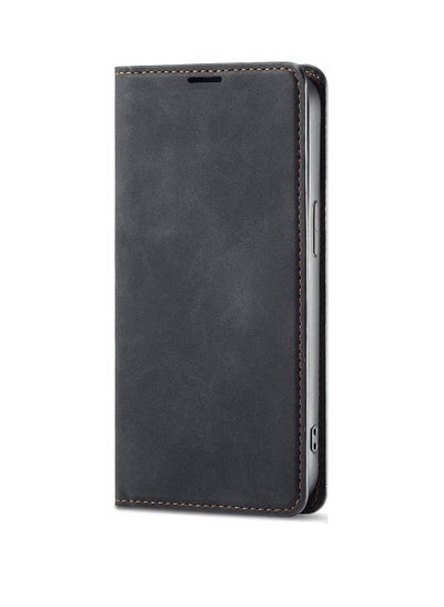 Protective Leather Kickstand Wallet Case With Card Holder And Phone Grip Cover Compatible With iPhone 15 Pro 6.1" (Black)