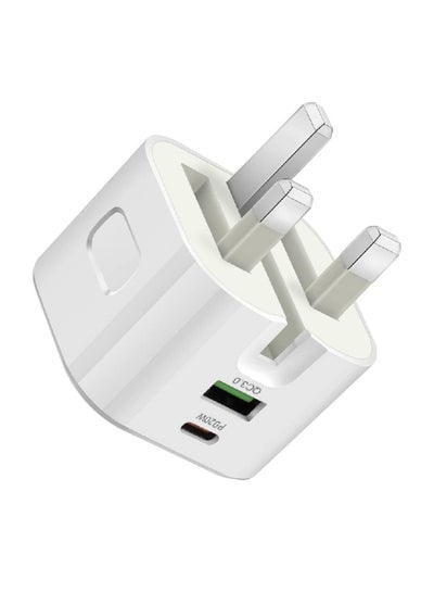 25W USB-C Dual Port Charger, Foldable Plug Wall Charger, Infino Travel Adapter, PD TYPE C+USB Quick Charge 3.0 - compatible with iPhone 12/13/14, Samsung, Huawei, iPad, Google Pixel