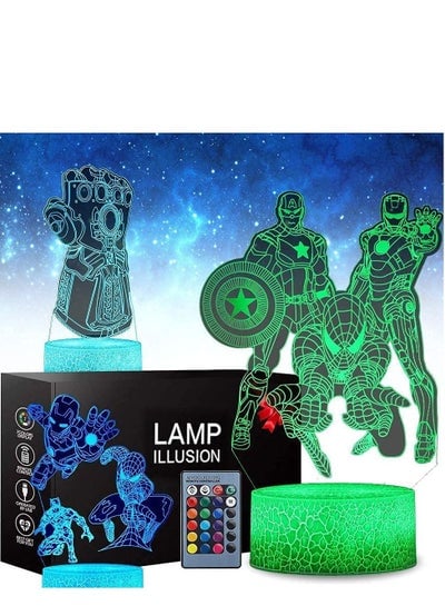 3D Super Hero Light Toy  Suitable for Children's Room Home Decoration  3 Patterns 16 Color Changes with Remote Control Touch  Birthday Gifts for Boys and Girls