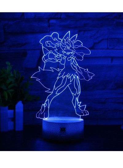 3D Illusion Go Pokemon Night Light 16 Color Change Decor Lamp Desk Table Night Light Lamp for Kids Children 16 Color Changing with Remote Lucario