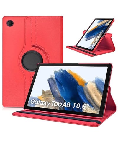 Case Compatible with Galaxy Tab A8 10.5" Case (SM-X200/X205/X207), Galaxy Tab A8 Case 10.5 inch,Auto Sleep/Wake 360° Rotating Stand Folio Leather Case for Tab A8 2022 (Red)