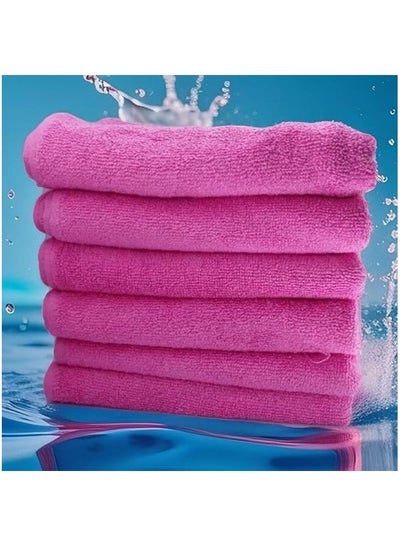 6 Pieces Hand Towel Set - 100% Cotton Premium Quality - Highly Absorbent - Light Pink - Made In Pakistan