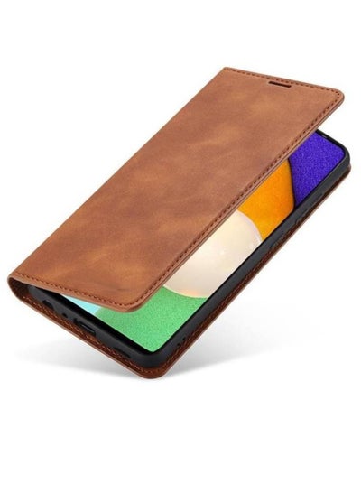 Premium Leather  Kickstand Magnetic Shockproof Flip Wallet Case Cover With Card Holder For Samsung Galaxy A73 5G Brown
