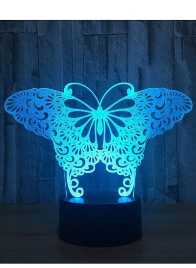althiqahkey 3D Night Light Desk Lamp 7 Colors 3D Optical Illusion Lamps Butterfly Visual Illusion Lamp Transparent Acrylic Lamp Color Changing Touch Table Lamp
