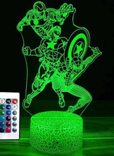Spiderman Toy Night Light Kids Room LED Décor 3D Illusion Lamp with Remote control/16 Colors as Birthday Gifts or Christmas Present for Man/ Boys/Girls