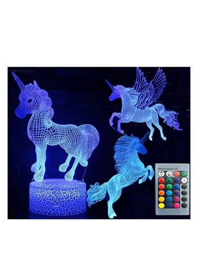 3D Illusion Sports Night Light Three Pattern Basketball Soccer Football Ohio State Rugby 7 Color Change Decor Lamp Desk Table Night Light Lamp for Kids Children Holiday Gift Unicorn