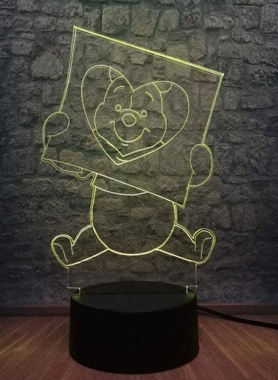 3D Illusion Lamp LED Multicolor Night Light Christmas Gift Atmosphere Cartoon Animal Honey Winnie Bear Table Lamp Bulb Bedroom Decor Mood Kid Toys