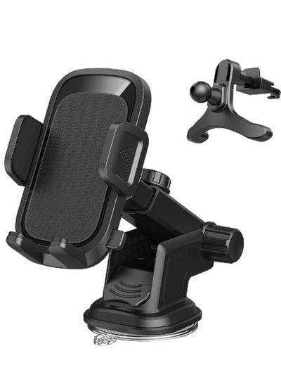 Car Phone Holder, Air Vent Mount, Dashboard Phone Holder Auto Suction Cup for Windshield/Smooth Desktop/Tile Wall, 360° Rotation&Extended Arm, Compatible with iPhone, Samsung, All 4''-7''