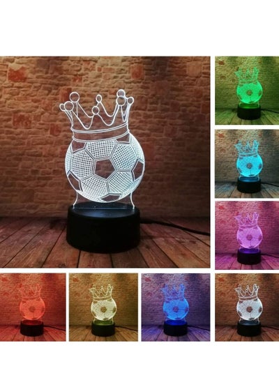 Multicolour 3D Imperial Crown Football illusion Lamp LED Night Lights Novelty Mood Visual Atmosphere Party Lamp Cute Gift for Kids