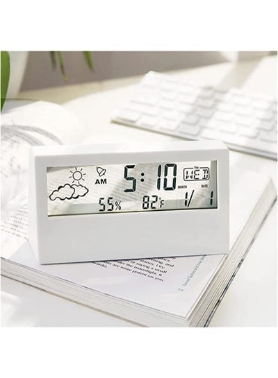 Digital Clock LCD Temperature Humidity Digital Clocks Bedside with Date and Alarm