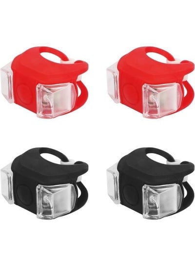 4 Pieces Waterproof Battery Powered Front Headlight and Rear LED Bicycle Light