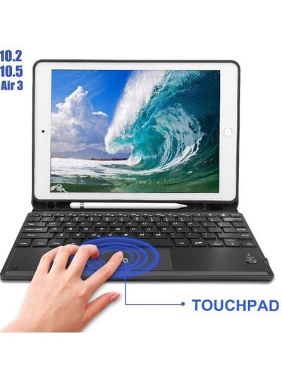 iPad Air 3rd Generation Case with Keyboard, Case with Pencil Holder and Touchpad, Wireless Keyboard with Bluetooth, Smart Folio Leather Cover for iPad Air 3 2020/iPad 8th/7th10.2 inch.