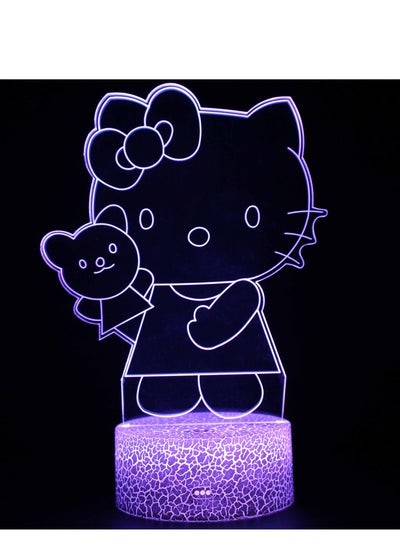 3D LED Night Light Table Desk Lamp 16 Color Optical Illusion Lights Hello Kitty 4