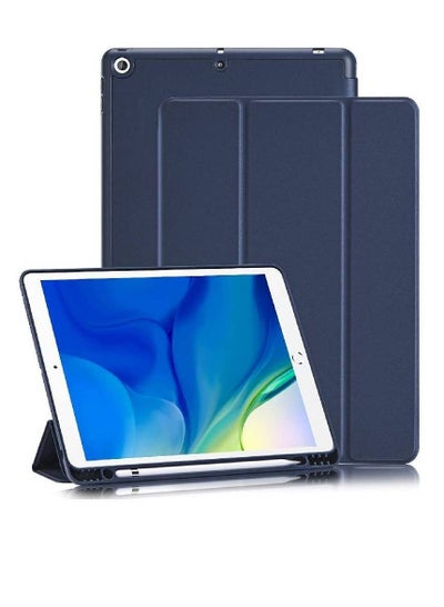 iPad 9th/8th/7th Generation case (2021/2020/2019) iPad 10.2-Inch Case with Pencil Holder [Sleep/Wake] Slim Soft TPU Back Smart Magnetic Stand Protective Cover Cases Blue