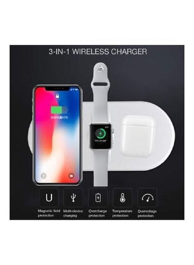 3-In-1 Qi Wireless Charging Pad For Apple Watch iPhone XS Max And AirPods White
