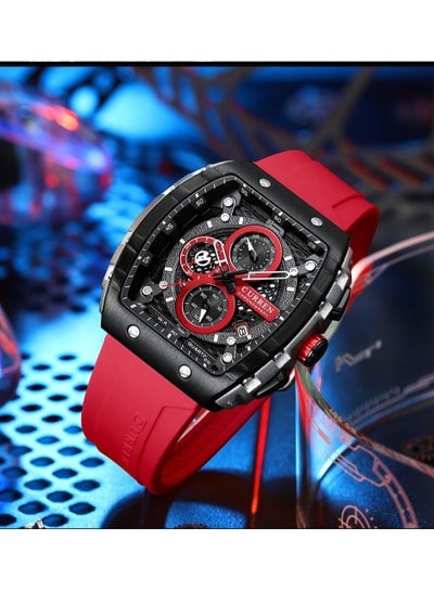 CURREN Watch 8442 Chronograph Waterproof Square Quartz Watch Mens Fashion Sport Stainless Steel Case Clock Luminous Wristwatch