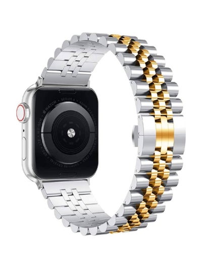 Stainless Steel Heavy Band with Butterfly Folding Clasp Link Bracelet For Apple Watch Ultra / Watch Ultra 2 49mm Silver gold