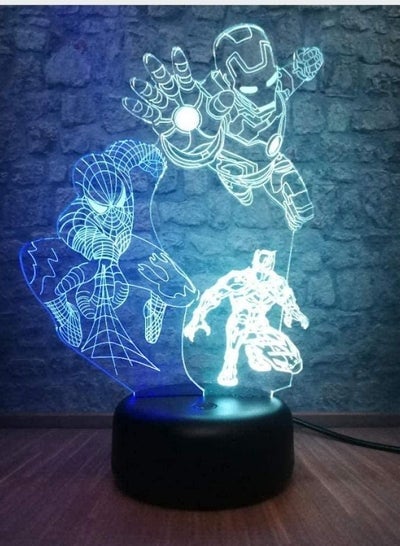 Multicolour 3D Night Lights Marvel Iron Spiderman Black Panter LED Touch Remote  Color Table Lamp Emotion USB Child Room Decoration Christmas Gift