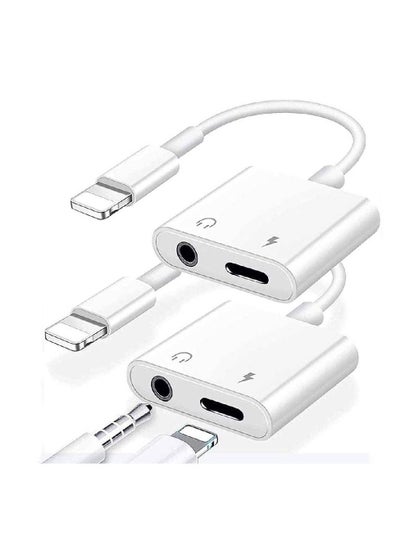 2 pack Headphones Jack Adapter for iPhone, 2 in 1 Charger, Aux Audio Splitter Dongle Adapter for iPhone, for iPad, for iPod, Support All iOS System