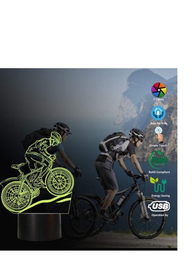 3D Night Light Outdoor Cycling Illusion 7 Colors Amazing 3D Optical Illusion Bike Night Light Gifts Home Decor Creative Unique Lighting Effects