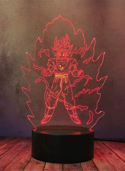 Anime3D Illusion Lamp New Year Gift Night Light Bedside Table Lamp 16-Color Dimmable with Remote Smart Touch (Color : Dragon Ball Super Saiyan)