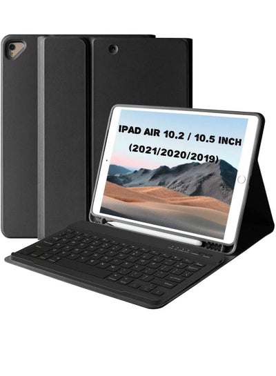 iPad 9th Generation Case with Keyboard 10.2-inch 2021, Detachable BT Keyboard with Magnetic, ipad Air 3rd Generation Case With Keyboard 10.5", 8th/7th Gen (2020/2019) With Pencil Holder Black