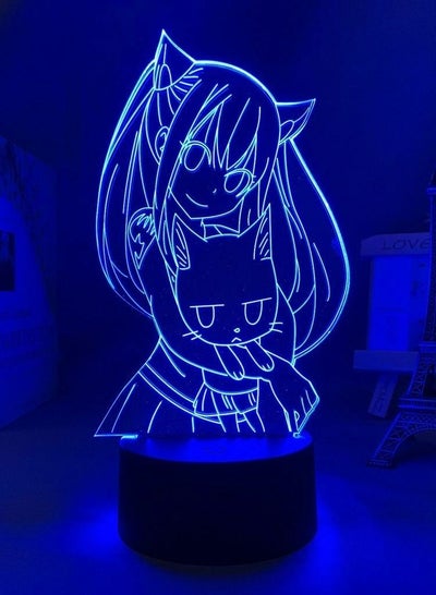 LED Night Light Fairy Tail Figure For Kid Bedroom Decors Acrylic Table 3D Lamp