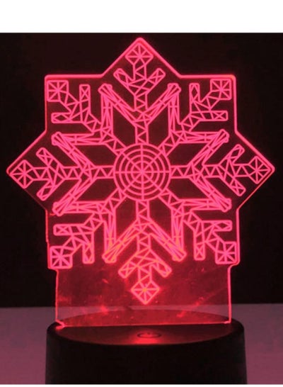 3D Snowflake Night Light Lamp Illusion 7 Color Changing Touch Switch Table Desk Decoration Lamps Acrylic Flat ABS Base USB Cable Birthday Gift Toys