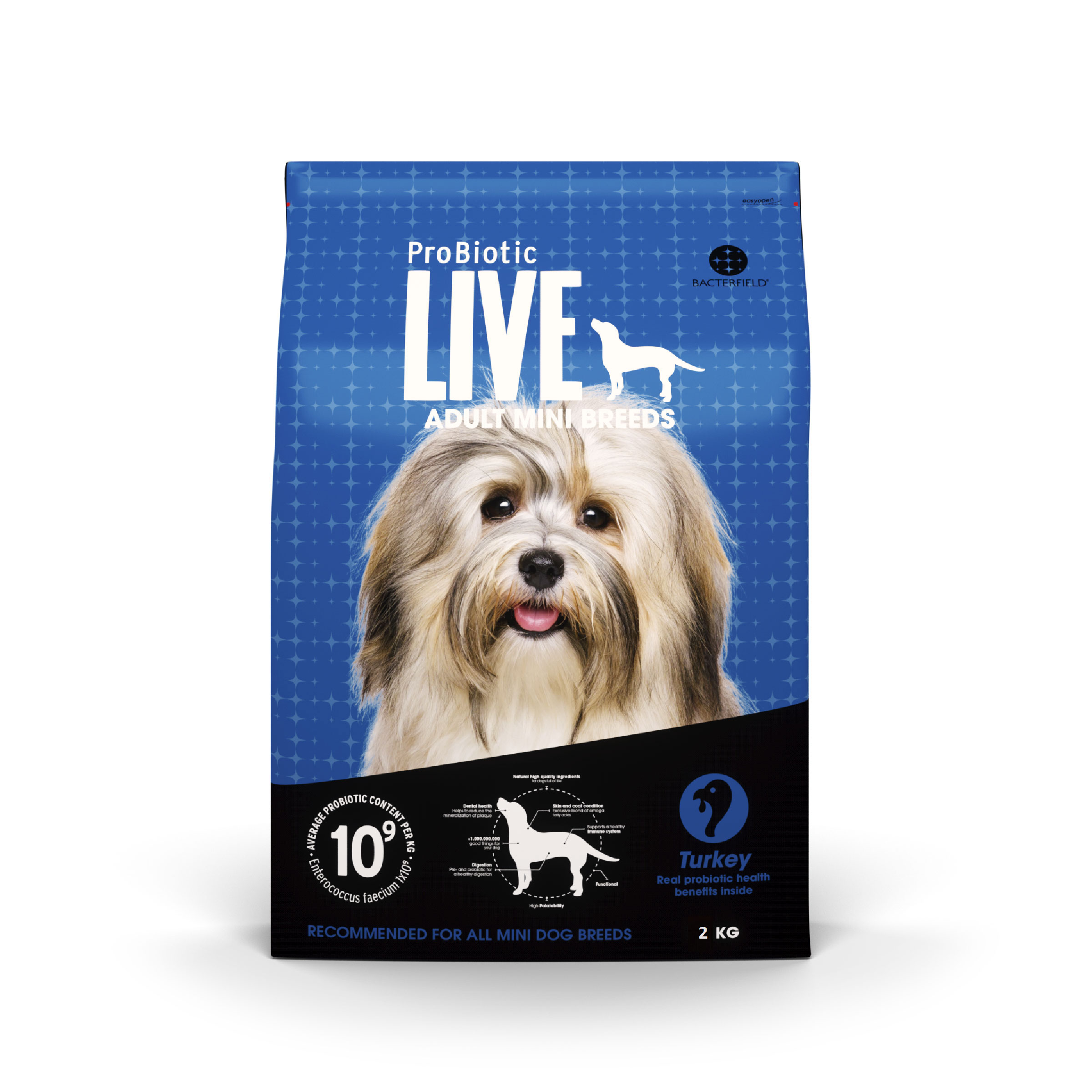 Probiotic Live Adult food for mini breeds Turkey and Rice