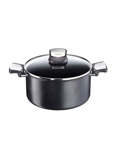 Expertise Casserole Stew Pot With Lid, Aluminum Non-Stick Induction Black/Clear 20cm
