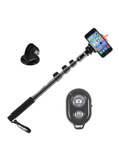 Extra Long Extendable Self Portrait Selfie Handheld Stick Monopod With Wireless remote And Tripod Mount Adapter For Smartphone And GoPro Black