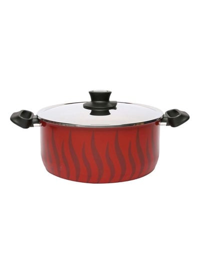 Tempo Flame 30Cm Casserole Stew Pot With Lid, Aluminum Non-Stick Red/Black/Silver 30cm