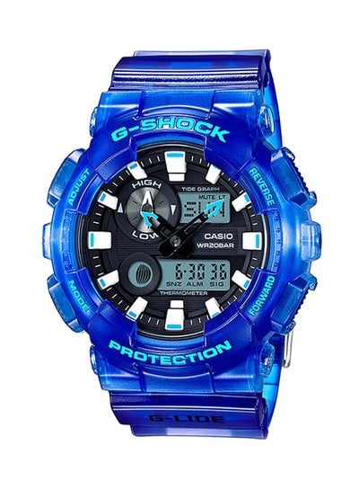 Men's Round Shape Resin Band Analog & Digital Wrist Watch 55 mm - Blue - GAX-100MSA-2ADR