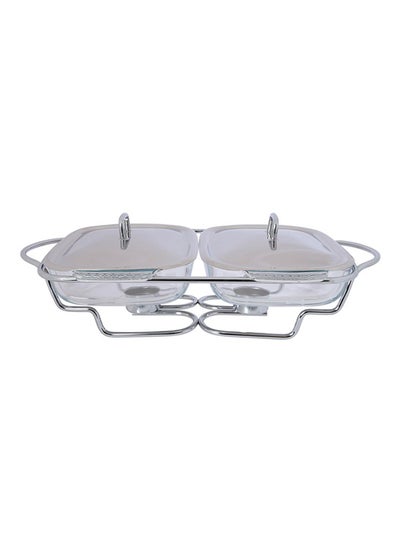 Food Warmer With Glass Plate Silver