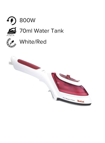2-In-1  Steam And  Press Garment Steamer With  3 Adjustable Temperature Settings, Removable Water Tank 70 ml 1090 W DV8610M1 White/Red