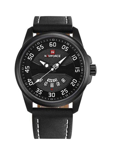 men Leather Analog Wrist Watch WT-NF-9124-W#D1 - 45 mm -Black