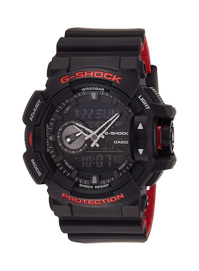 Men's Round Shape Silicone Strap Analog & Digital Wrist Watch 52 mm - Black - GA-400HR-1ADR