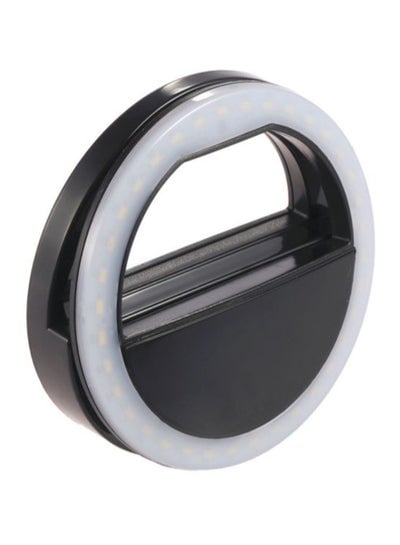 Portable Clip-on Mini Selfie Ring Flash Light For Smartphone Black