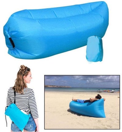 Lazy Sofa Fast Inflatable Air Sleeping Bag Light Blue